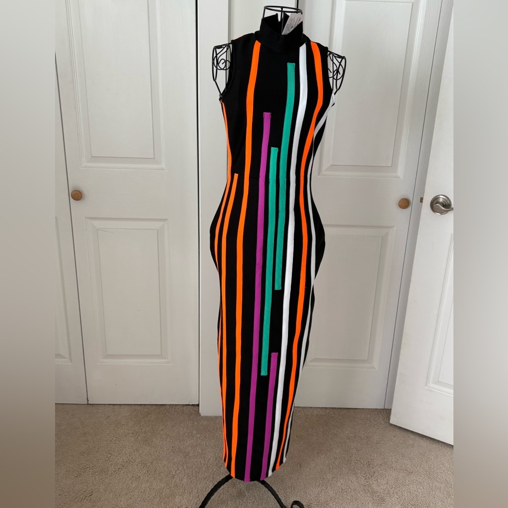 Colorful Striped Sleeveless Dress